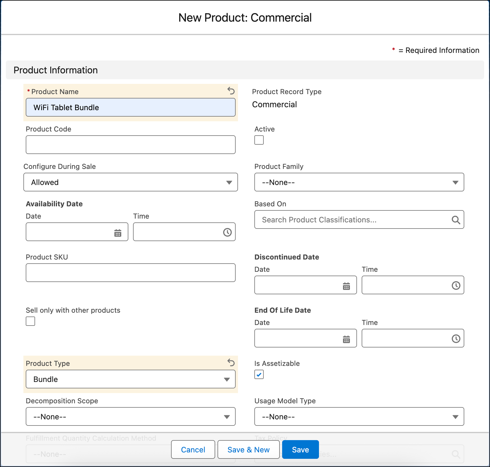New Product Bundle Definition